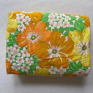 Wabasso Flower Power DOUBLE Full Fitted Sheet Retro Linens Bedding Hard to Find